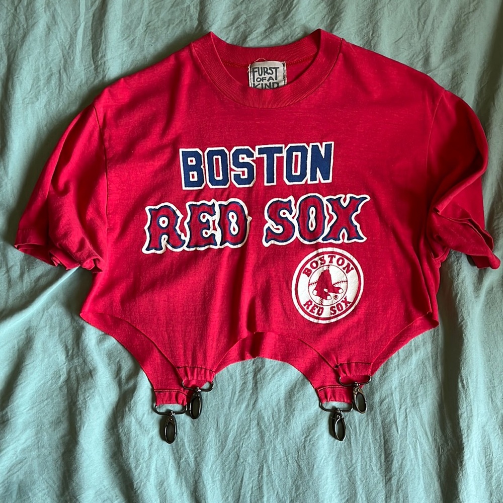 LF Furst of a Kind Red Sox Crop Top with Hardware